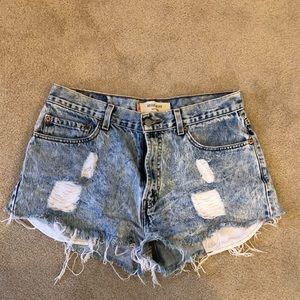 Levi’s high waist distressed Jean shorts